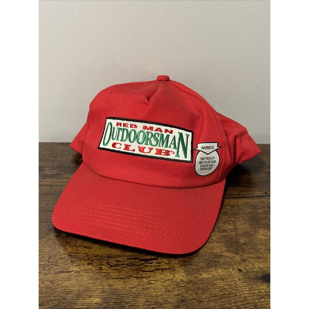 VTG Red Man Outdoorsman Club Tobacco RED Snapback Hat/Cap K-PRODUCTS Made In USA